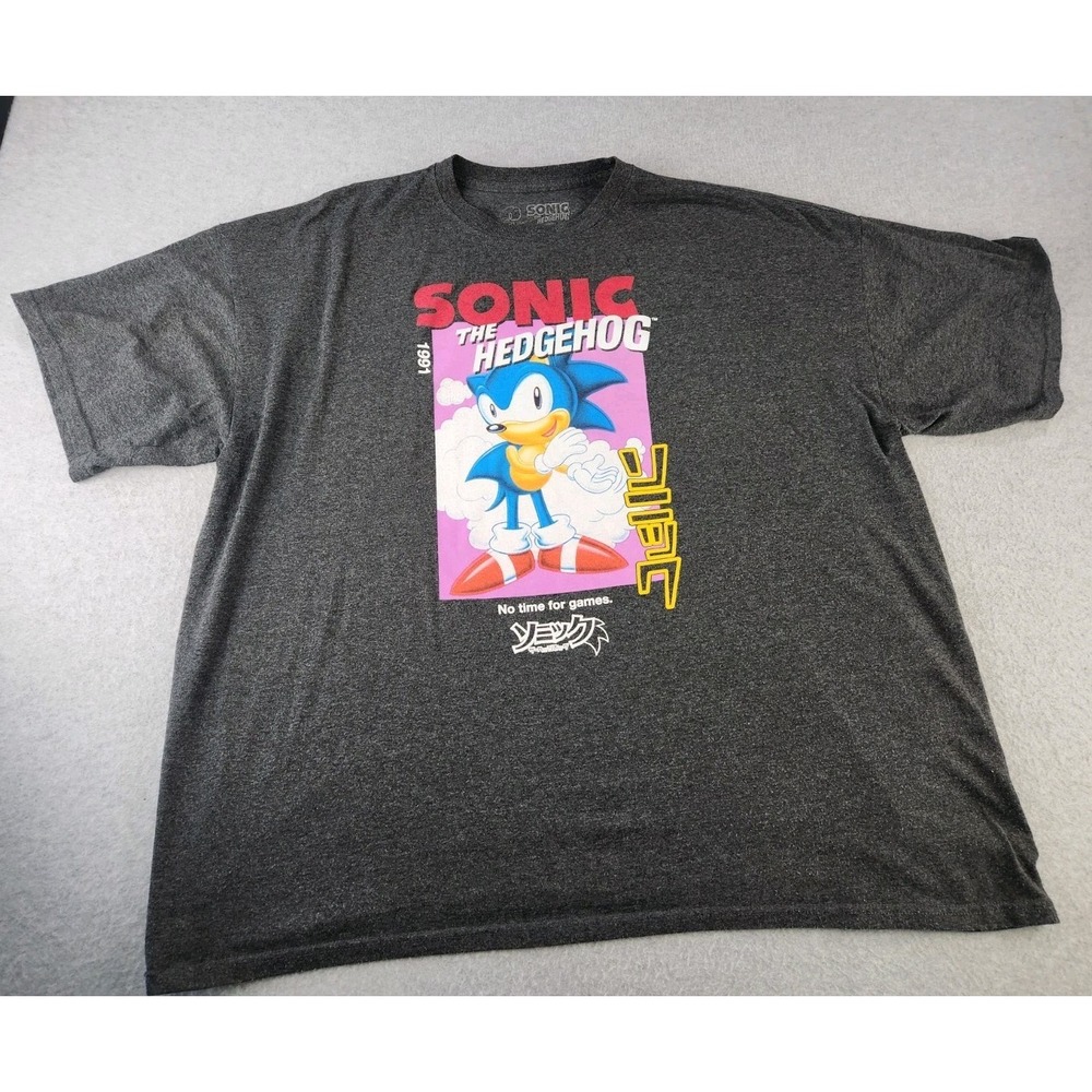 Sega Sonic the Hedgehog No Time For Games Video‎ Kanji 1991 T-shirt SZ Adult 3XL